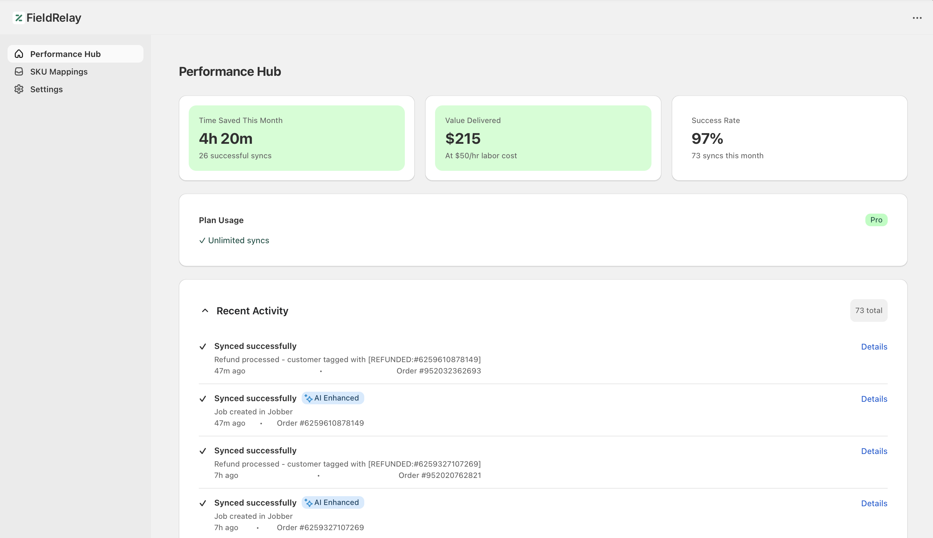 FieldRelay Performance Hub